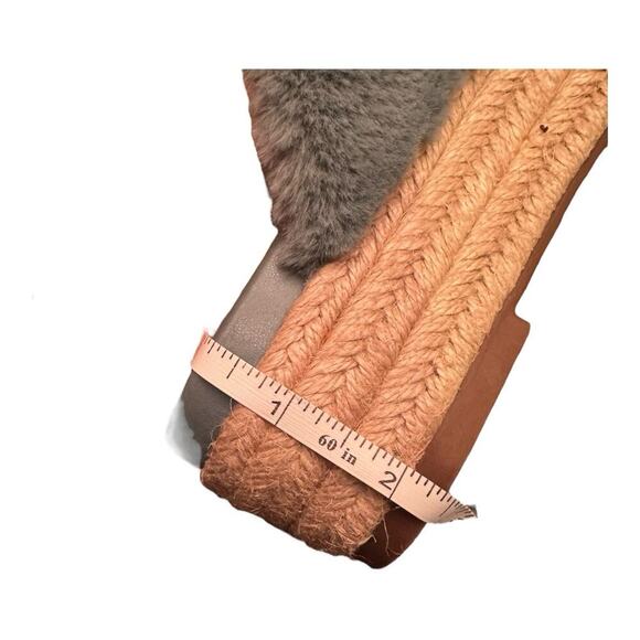 Sam Edelman Gray Faux Fur Criss Cross Espadrille Platform Slides Size 9.5 - Picture 7 of 10